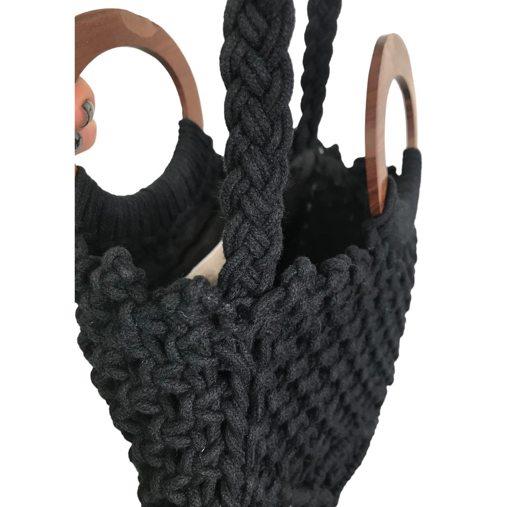 Danielle Nicole Women's Black Boho Macrame Wooden… - image 3